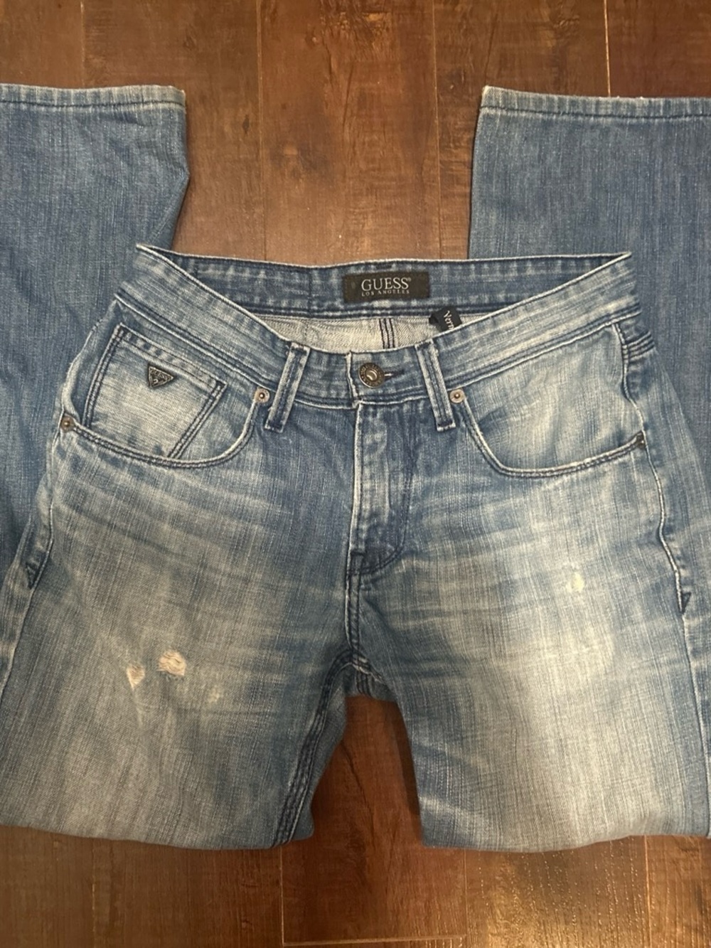 GUESS Light Blue Straight-Leg Distressed Women's Jeans